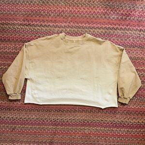 LULULEMON LA OVERSIZED BOXY CREW TAN OMBRE STRETCH SWEATSHIRT